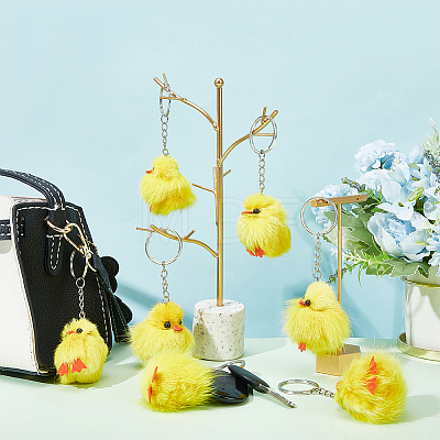Cute Water Mink Mini Fur Chicken Pendant Bag Keychain KEYC-WH0018-77-1