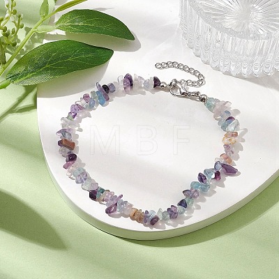 Natural Gemstone Beads Anklets AJEW-AN00583-02-1