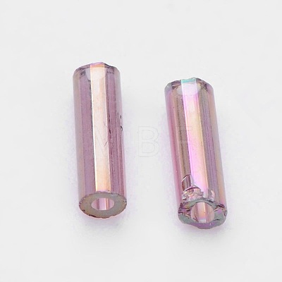 Transparent Colours Rainbow Glass Bugle Beads X-TSDB6MM176-1