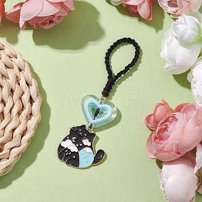 Cat Alloy Enamel Pendant Deciration HJEW-JM02037-1