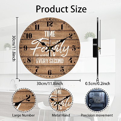 MDF Printed Wall Clock HJEW-WH0058-008-1