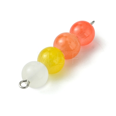 Gradient Color Round Glass Beaded Connector Charms PALLOY-JF02805-1