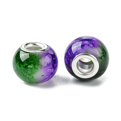 Two Tone Glass European Beads GPDL-K003-01G-1