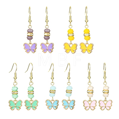 Alloy Enamel Butterfly Dangle Earrings EJEW-JE05397-1