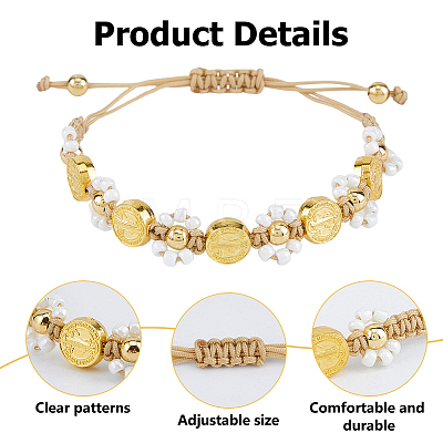 6Pcs Alloy & Glass Seed Bead Braided Bracelets BJEW-DC00025-1