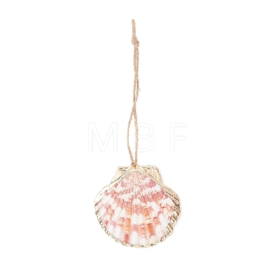 Electroplate Sea Shell Pendant Decorations HJEW-JM04620-1