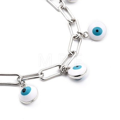 Evil Eye Alloy Enamel Charm Bracelets BJEW-JB05443-03-1