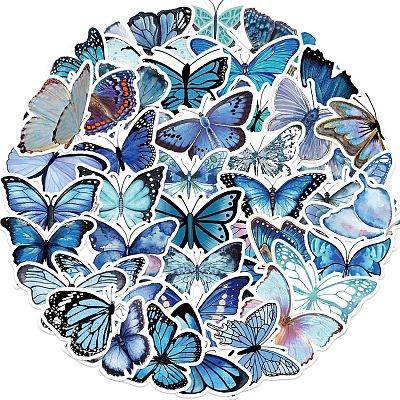 50Pcs Butterfly PVC Adhesive Waterproof Stickers Self-Adhesive Stickers PW-WG850F2-01-1