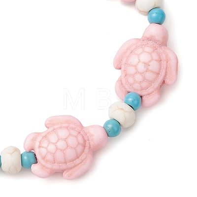 Synthetic Turquoise & Natural Freshwater Shell Beads Stretch Bracelets for Women BJEW-JB12017-01-1