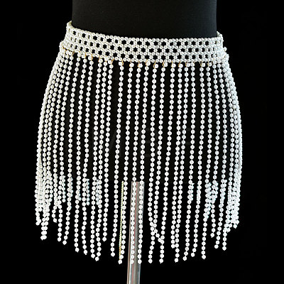 Plastic Imitation Pearl Sexy Skirt Body Chains WGABBBD-01-1