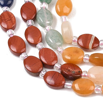 Natural Yellow Aventurine & Red Jasper & Rose Quartz & Sodalit & Green Aventurine Beads Strands G-Z135-A01-1