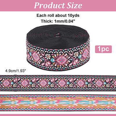 Flat Embroidery Floral Polyester Ribbons OCOR-WH0067-92C-1