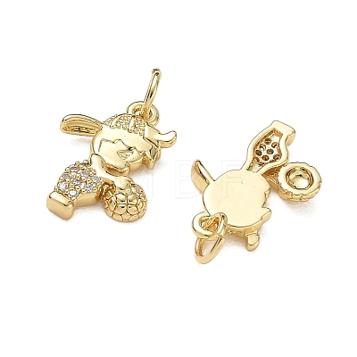 Brass Micro Pave Clear Cubic Zirconia Pendants CU-CBA9AFC-01G-24-1