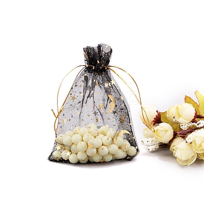 Gold Stamping Moon & Star Organza Drawstring Gift Storage Bags PW-WG08560-29-1