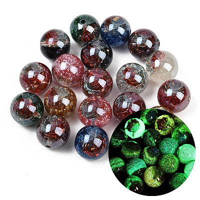Luminous Transparent Resin Inner Flower Beads RESI-C070-09-1