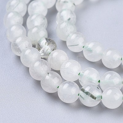 Natural Green Rutilated Quartz Beads Strands G-R475-013A-1