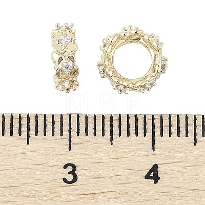 Brass Micro Pave Cubic Zirconia European Beads KK-K297-50KCG-1