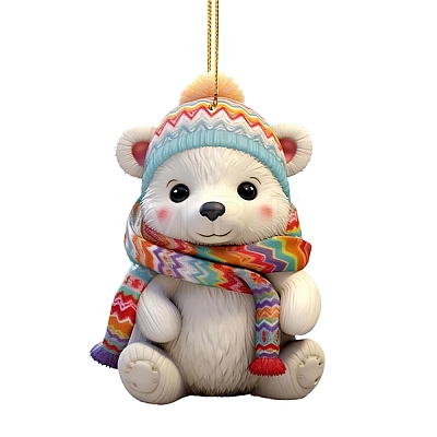 Polar Bear with Scarf Acrylic Hanging Ornaments PW-WGD777E-01-1