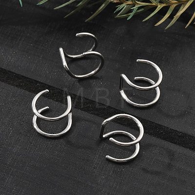 304 Stainless Steel 2 Line Hoop Clip on Nose Rings AJEW-A062-07P-1