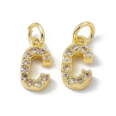 Real 18K Gold Plated Brass Micro Pave Clear Cubic Zirconia Charms KK-E068-VB452-C-1