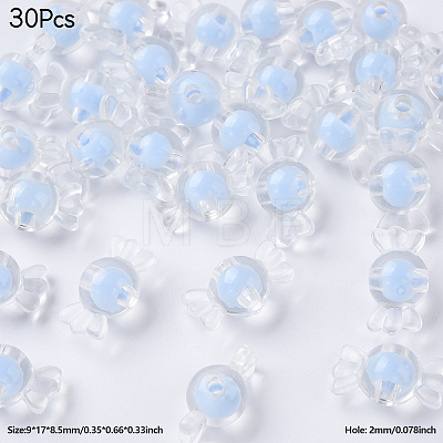 30Pcs Transparent Acrylic Beads OACR-YW0002-18B-1