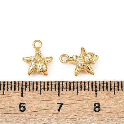 Ocean Theme Brass Micro Pave Cubic Zirconia Charms KK-F902-08F-G-1