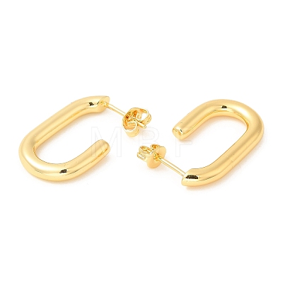 Brass Oval Stud Earrings EJEW-Q770-11G-1