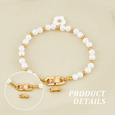 40Pcs 2 Colors 304 Stainless Steel Fold Over Clasps STAS-UN0056-16-1