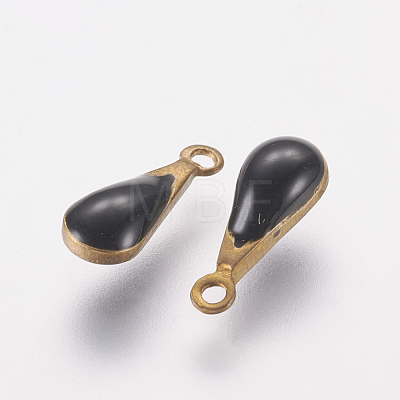 Antique Golden Plated Brass Enamel Teardrop Charms X-KK-Q571-01H-1