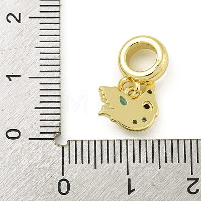 Rack Plating Brass Pave Black & Light Blue Cubic Zirconia Bird European Dangle Charms KK-Z067-54G-1