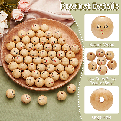 FINGERINSPIRE 100Pcs Natural Wood European Beads OPDL-FG0001-01-1