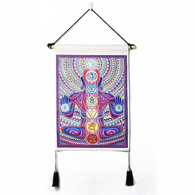 Chakra Cloth Wall Hanging Tapestry HJEW-M003-03C-1