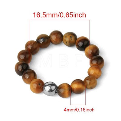 4MM Round Natural Tiger Eye Beaded Stretch Rings VM0712-2-1
