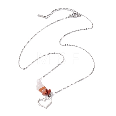 Gradient Color Gemstone Chip & Alloy Pendant Necklaces NJEW-JN05074-1