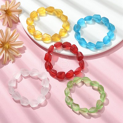 Transparent Frosted Glass Beaded Stretch Bracelets for Women BJEW-JB09512-1