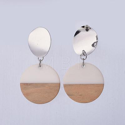Resin & Wood Dangle Earrings EJEW-JE03021-01-1