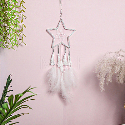 5 Styles Iron Star Ring for DIY Woven Net/Web with Feather IFIN-GF0001-67A-1
