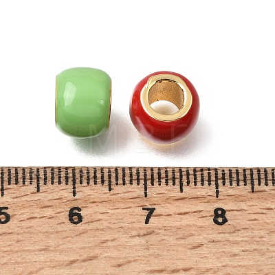 Brass Enamel European Beads KK-Z163-05G-1