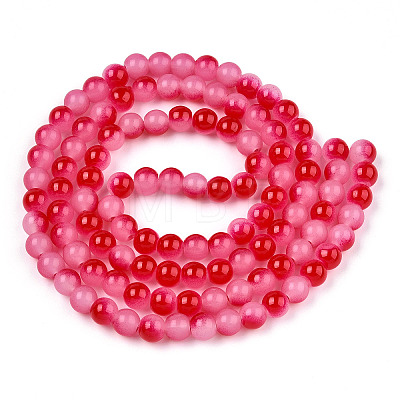 Baking Painted Imitation Jade Glass Round Bead Strands DGLA-N003-8mm-07-1