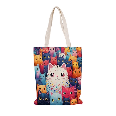 Cat Polyester Canvas Women's Tote Bags PW-WGE8DDB-05-1