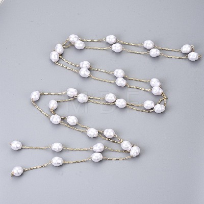 Handmade ABS Plastic Imitation Pearl Beads Chains CHC-T012-27LG-1