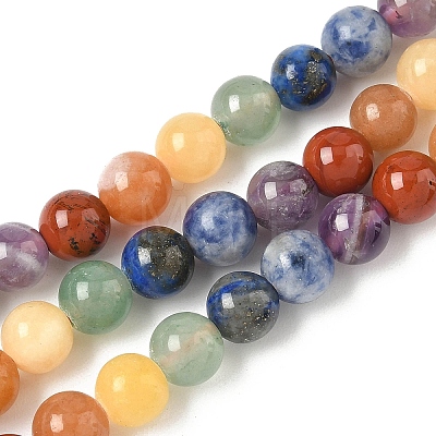 Chakra Natural Mixed Gemstone Beads Strands G-P574-A03-6mm-1