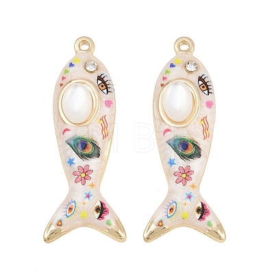 Printed Alloy Enamel Pendants RB-CBAA915-02G-06-1
