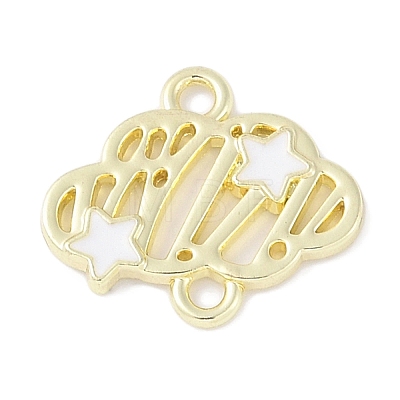 Rack Plating Alloy White Enamel Cloud with Star Links Connector Charms PALLOY-F018-04G-02-1