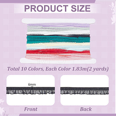 20 Yards 10 Colors Polyester Lace Trim OCOR-GA0002-92-1