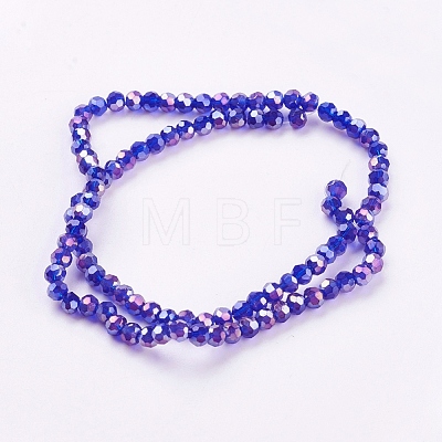 Faceted(32 Facets) Round Electroplate AB Color Plated Glass Beads Strands X-EGLA-D021-67-1