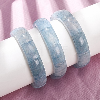 Rectangle Natural Dyed White Jade Imitation Aquamarine Beaded Stretch Bracelets for Women Men GG-CBA9ACE-C11-1