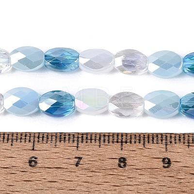 Electroplate Imitation Jade & Opaque & Transparent Glass Beads Strands EGLA-Q135-6x8MM-01F-1