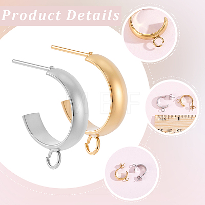 16Pcs 304 Stainless Steel Stud Earring Findings STAS-BBC0010-20B-1