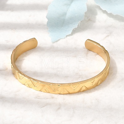 304 Stainless Steel Cuff Bangles for Women Men BJEW-H644-05G-1
